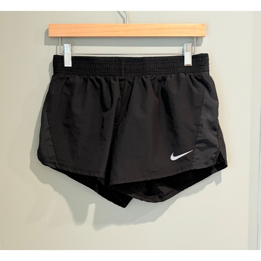 Nike‎ Dri-FIT Women Black Running Shorts Size M Perforated Breathable Athletic